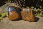 Polished Golden Tigers Eye Free Forms x 3 From Prieska, Northern Cape - Toprock Gemstones and Minerals 