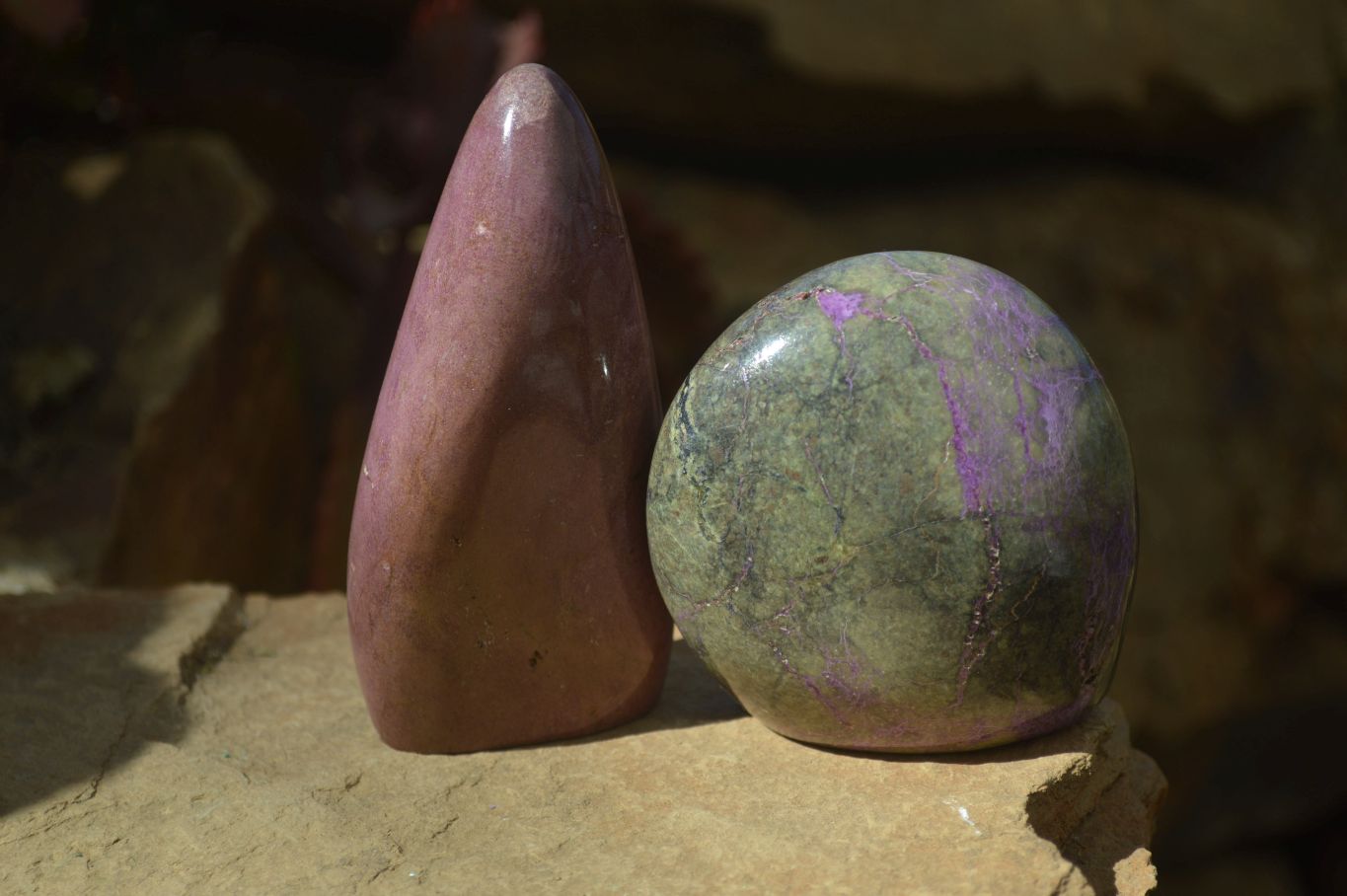 Polished Stichtite & Serpentine Standing Free Forms x 4 From Barberton, South Africa - Toprock Gemstones and Minerals 