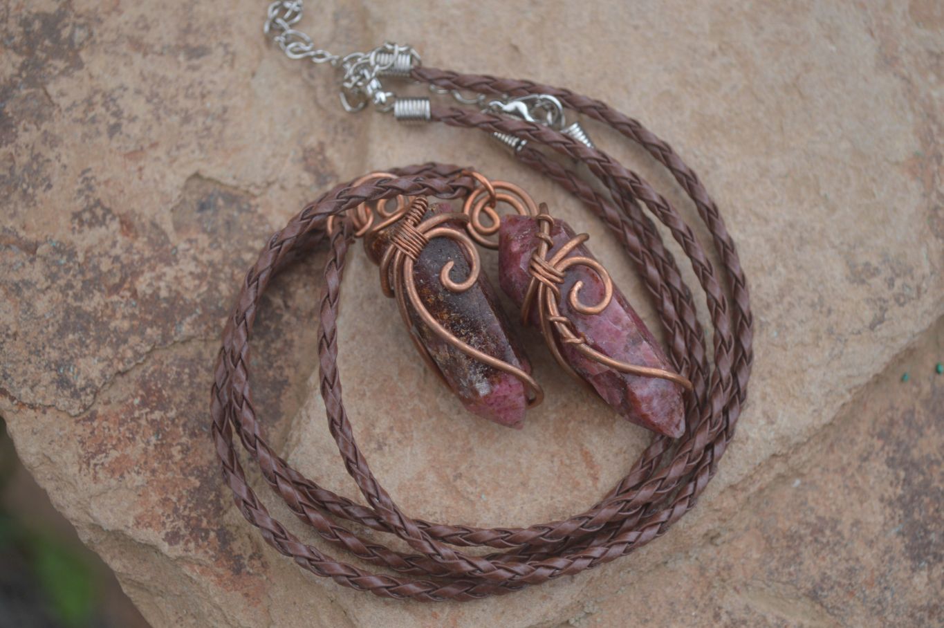 Polished Mixed Copper Wire Wrapped Jewellery Pendants x 6 From Congo - Toprock Gemstones and Minerals 