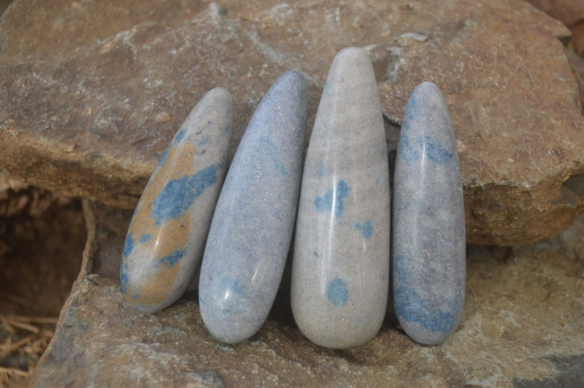Polished Blue Spotted Spinel Quartz Massage Wands x 12 From Madagascar - Toprock Gemstones and Minerals 