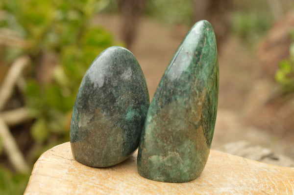 Polished Green Fuchsite Quartz Standing Free Forms With Pyrite & Mica  x 3 From Madagascar - TopRock