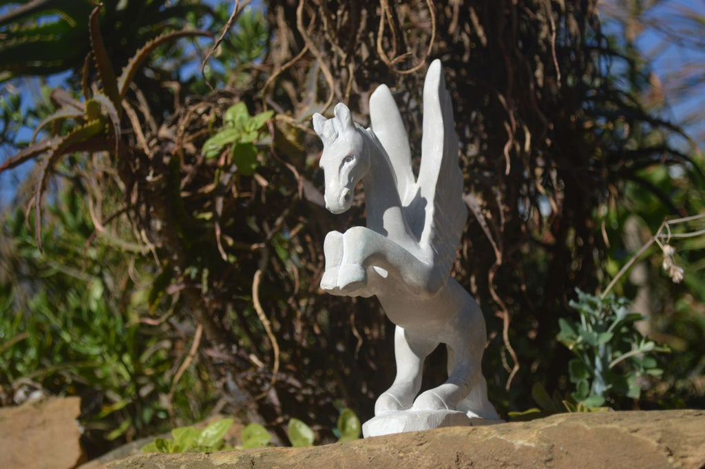 Polished White Marble Pegasus Carving x 1 From Zimbabwe - Toprock Gemstones and Minerals 