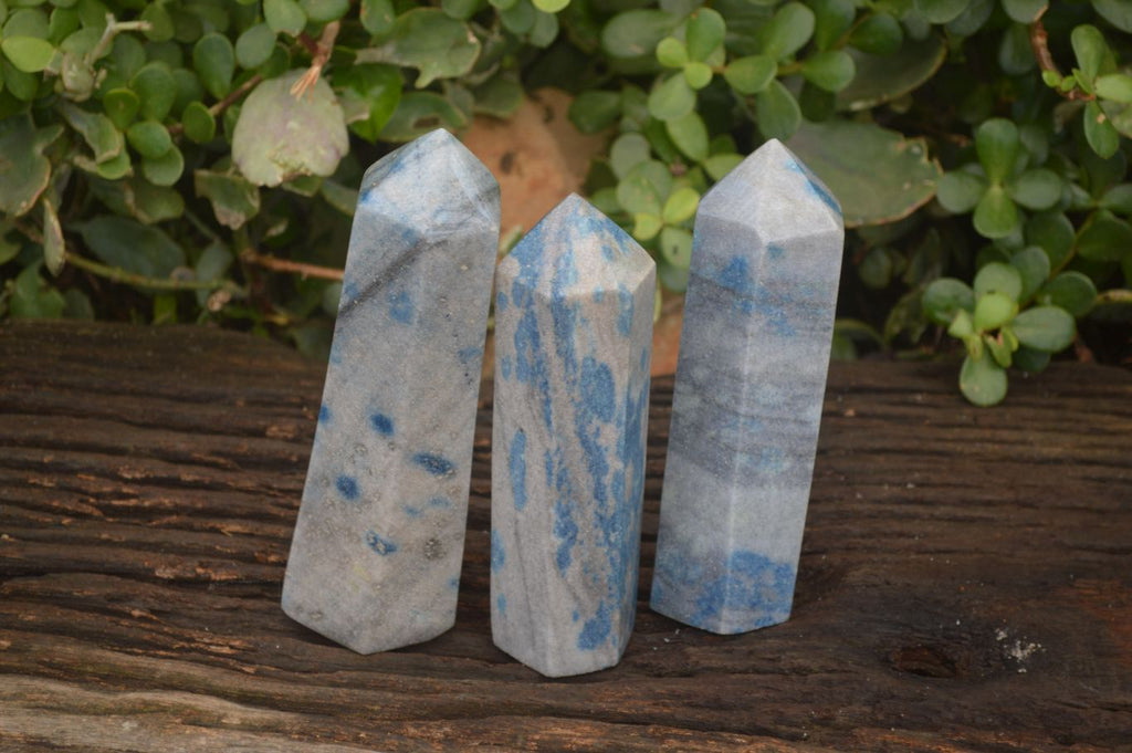 Polished Blue Spotted Spinel Quartz Points x 3 From Madagascar - Toprock Gemstones and Minerals 