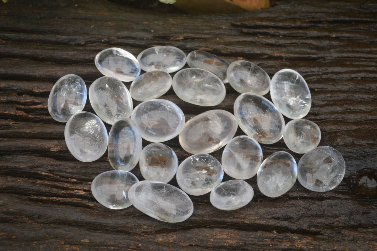 Polished Small Semi Optic Quartz Galet / Palm Stones x 35 From Madagascar - Toprock Gemstones and Minerals 