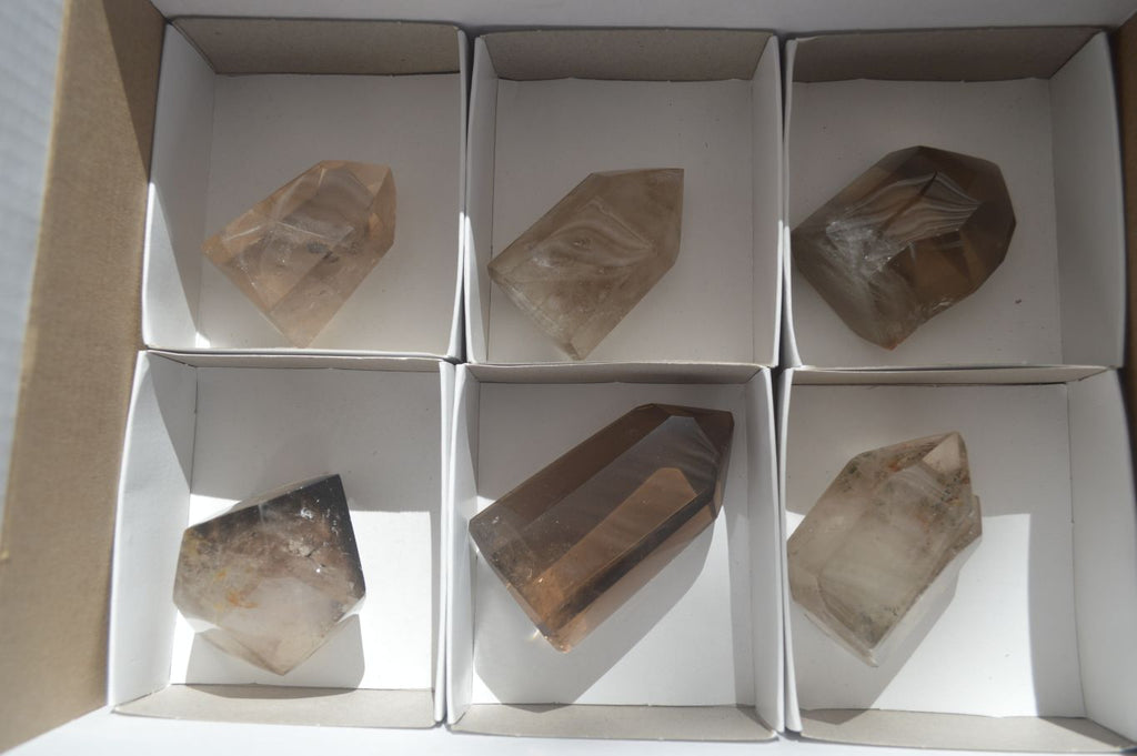 Polished Lovely Smokey Quartz Points  x 6 From Madagascar - Toprock Gemstones and Minerals 
