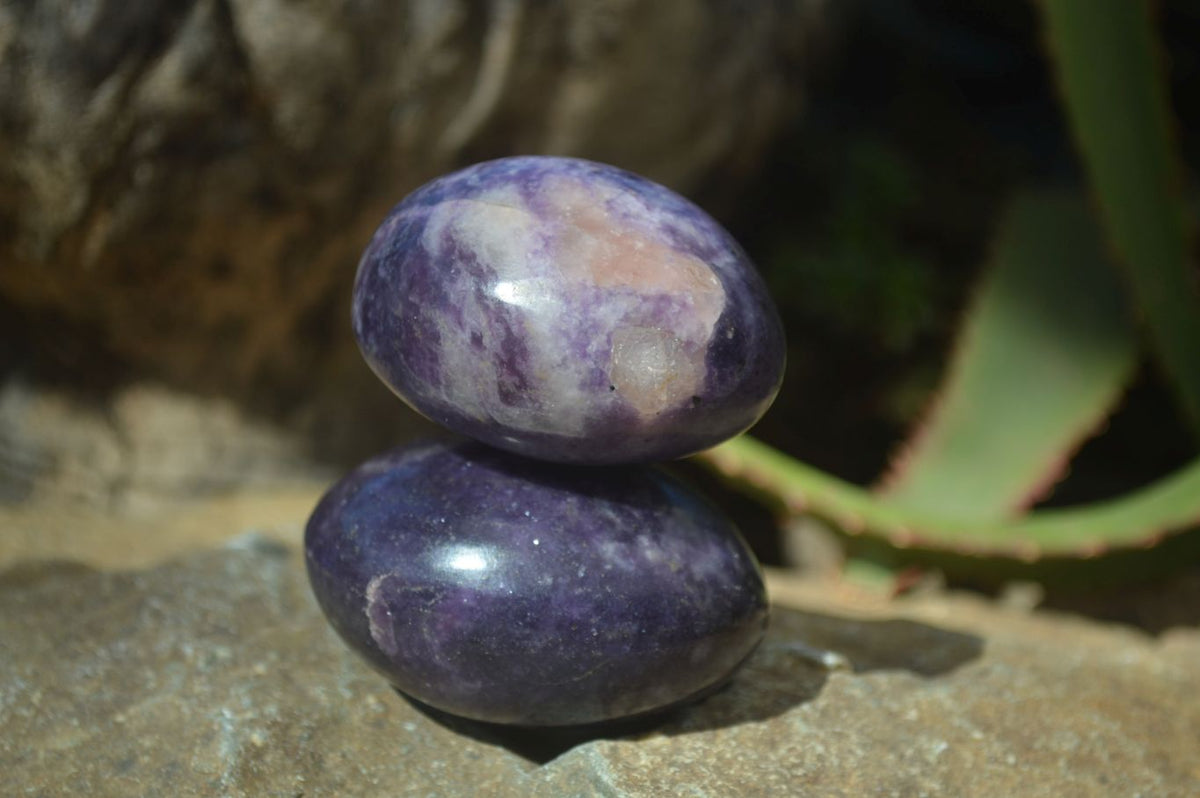 Polished Purple Lepidolite Palm Stones  x 12 From Zimbabwe - Toprock Gemstones and Minerals 