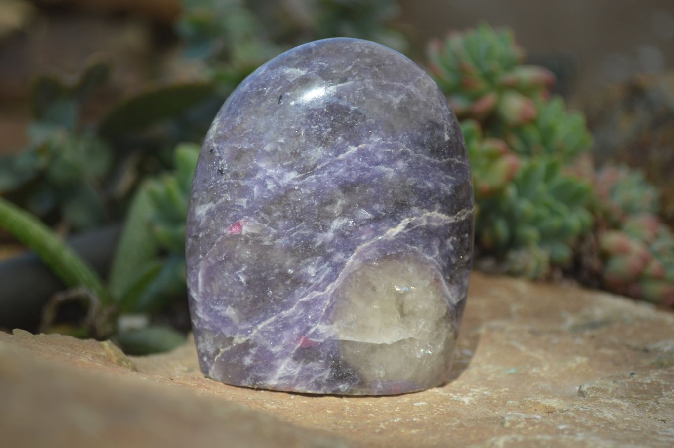 Polished Purple Lepidolite Standing Free Forms  x 6 From Madagascar - Toprock Gemstones and Minerals 