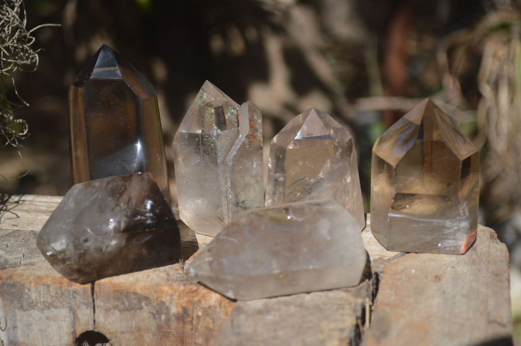 Polished Lovely Smokey Quartz Points  x 6 From Madagascar - Toprock Gemstones and Minerals 