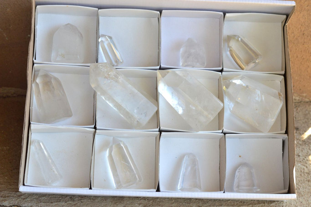 Polished Semi Optic Quartz Points  x 12 From Madagascar - TopRock