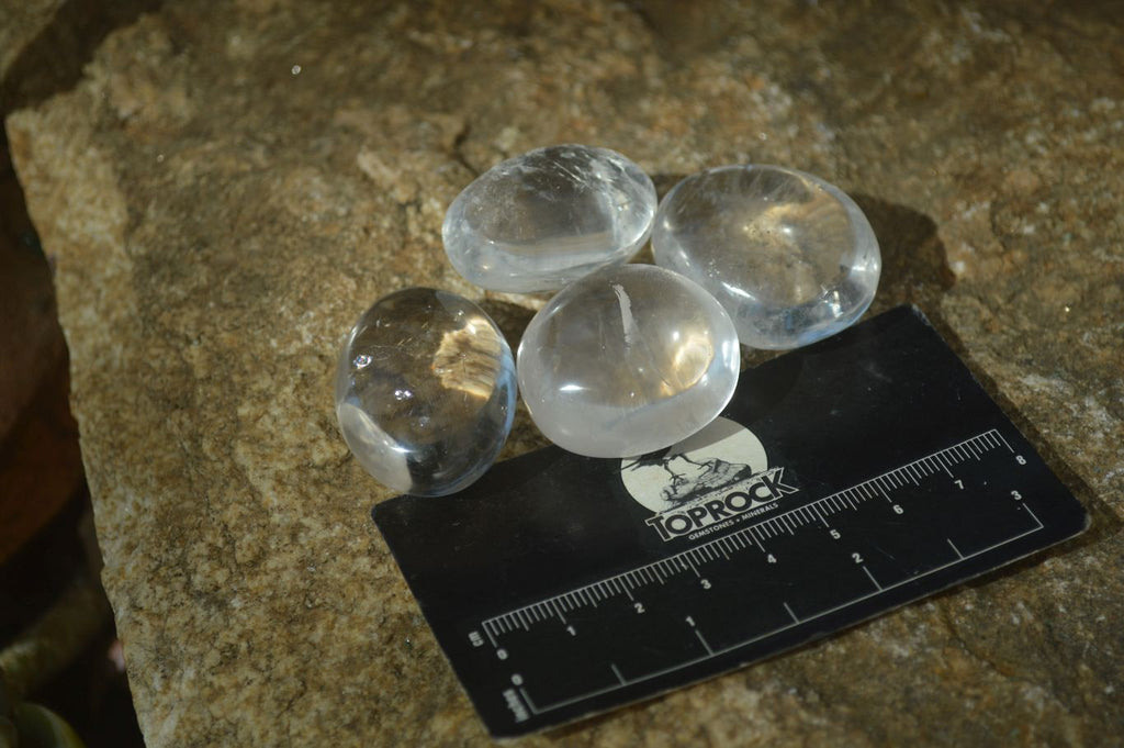 Polished Small Semi Optic Quartz Galet / Palm Stones x 35 From Madagascar - Toprock Gemstones and Minerals 