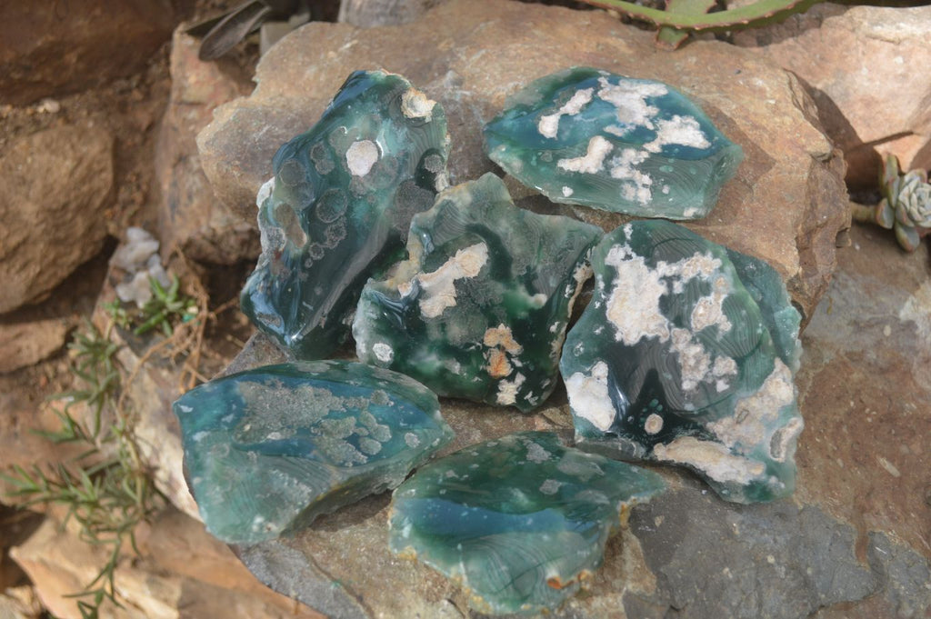 Polished One Side Polished Emerald Mtorolite Plates  x 6 From Zimbabwe - Toprock Gemstones and Minerals 