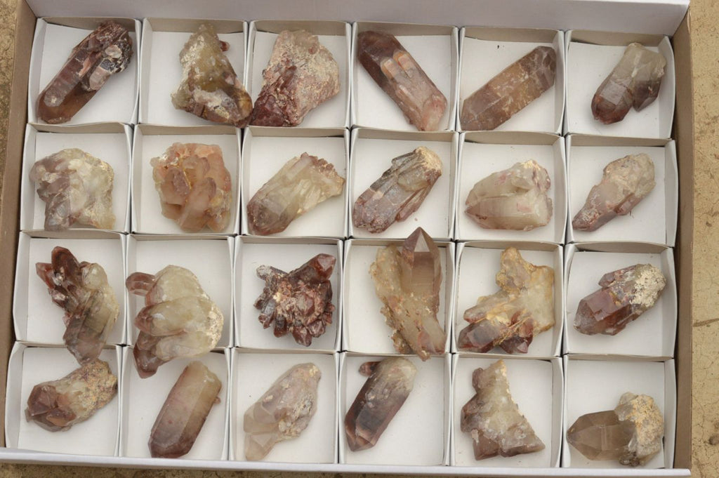 Natural Small Red Hematoid Quartz Crystals & Clusters  x 24 From Zambia - TopRock