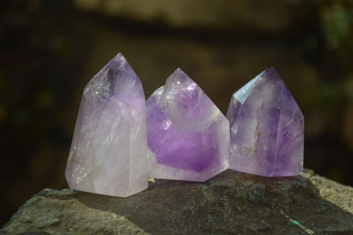 Polished Small Amethyst Points x 12 From Ankazobe, Madagascar - Toprock Gemstones and Minerals 