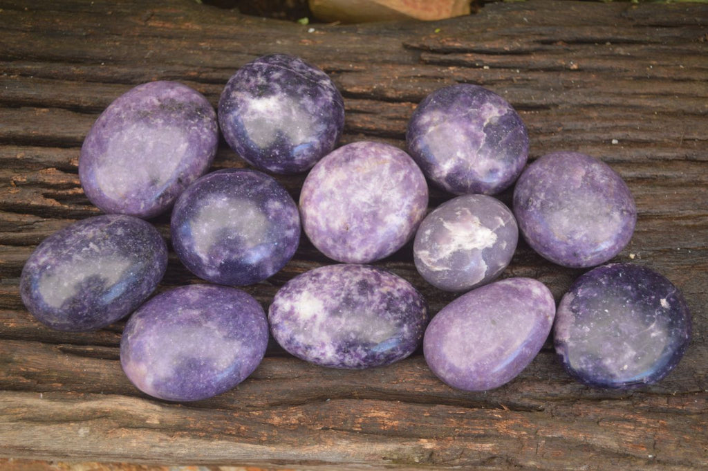 Polished Purple Lepidolite Palm Stones  x 12 From Zimbabwe - Toprock Gemstones and Minerals 