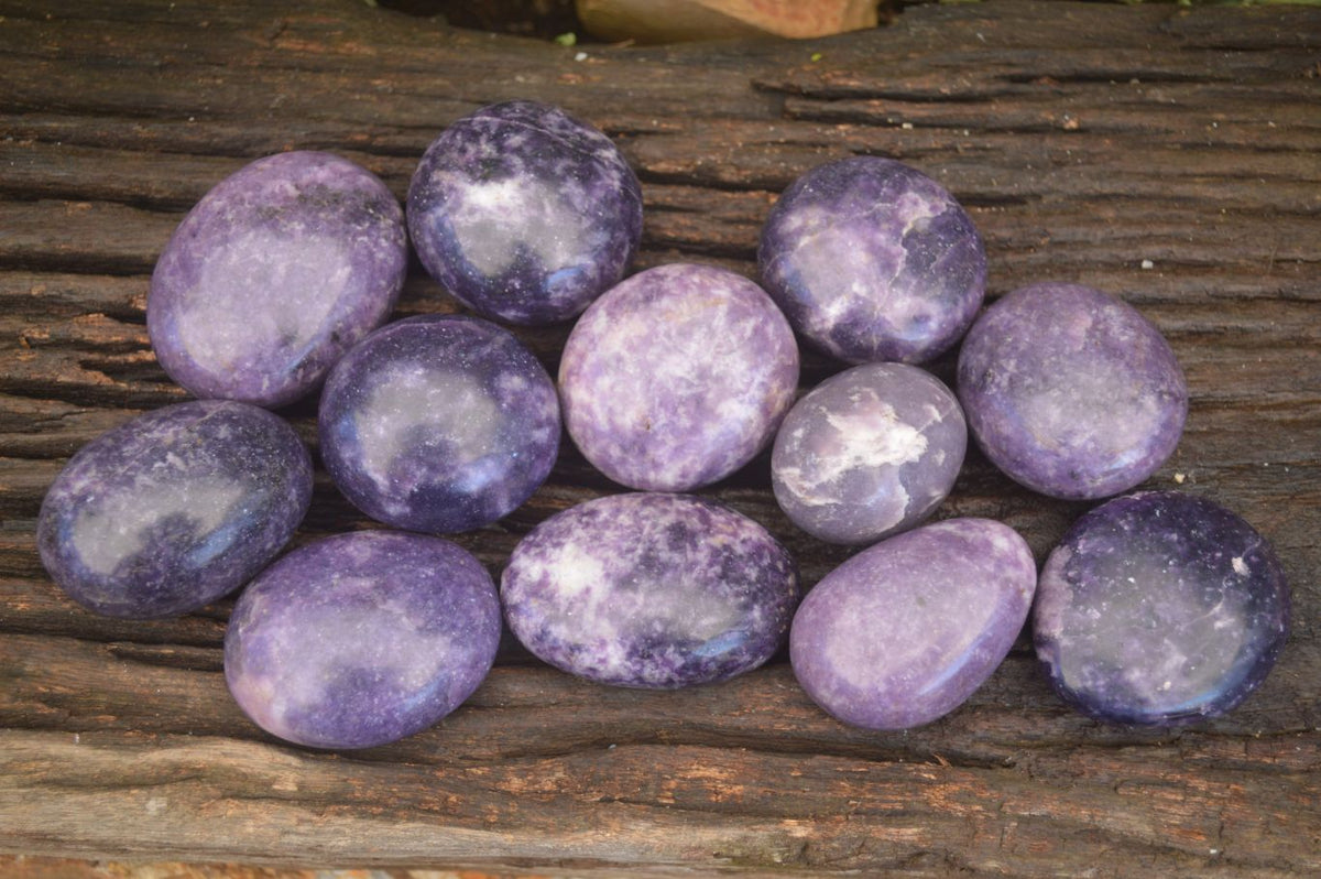Polished Purple Lepidolite Palm Stones  x 12 From Zimbabwe - Toprock Gemstones and Minerals 