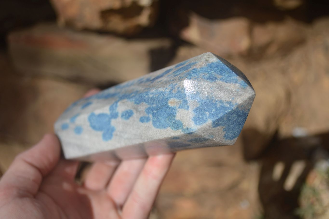 Polished Blue Spotted Spinel Quartz Points x 3 From Madagascar - Toprock Gemstones and Minerals 