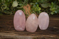 Polished Gemmy Pink Rose Quartz Standing Free Forms x 3 From Antsirabe, Madagascar - Toprock Gemstones and Minerals 