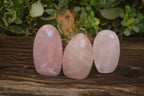 Polished Gemmy Pink Rose Quartz Standing Free Forms x 3 From Antsirabe, Madagascar - Toprock Gemstones and Minerals 
