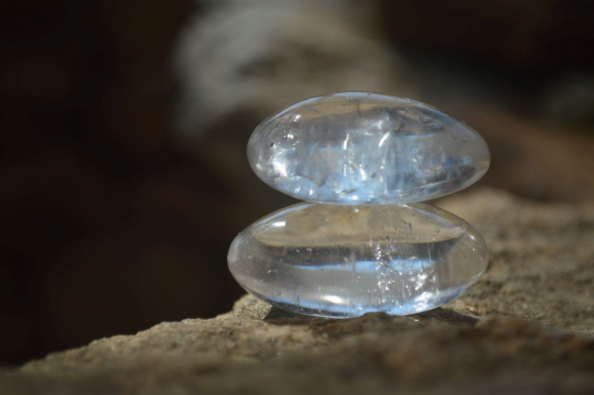 Polished Small Semi Optic Quartz Galet / Palm Stones x 35 From Madagascar - Toprock Gemstones and Minerals 