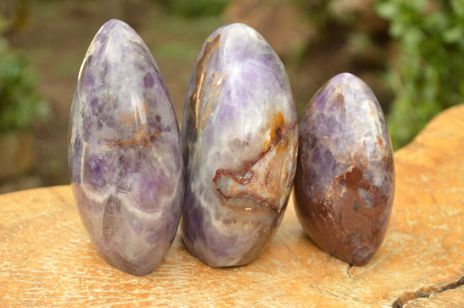 Polished Flower Dream Amethyst Standing Free Forms x 3 From Madagascar - TopRock