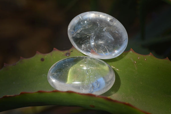 Polished Small Semi Optic Quartz Galet / Palm Stones x 35 From Madagascar - Toprock Gemstones and Minerals 