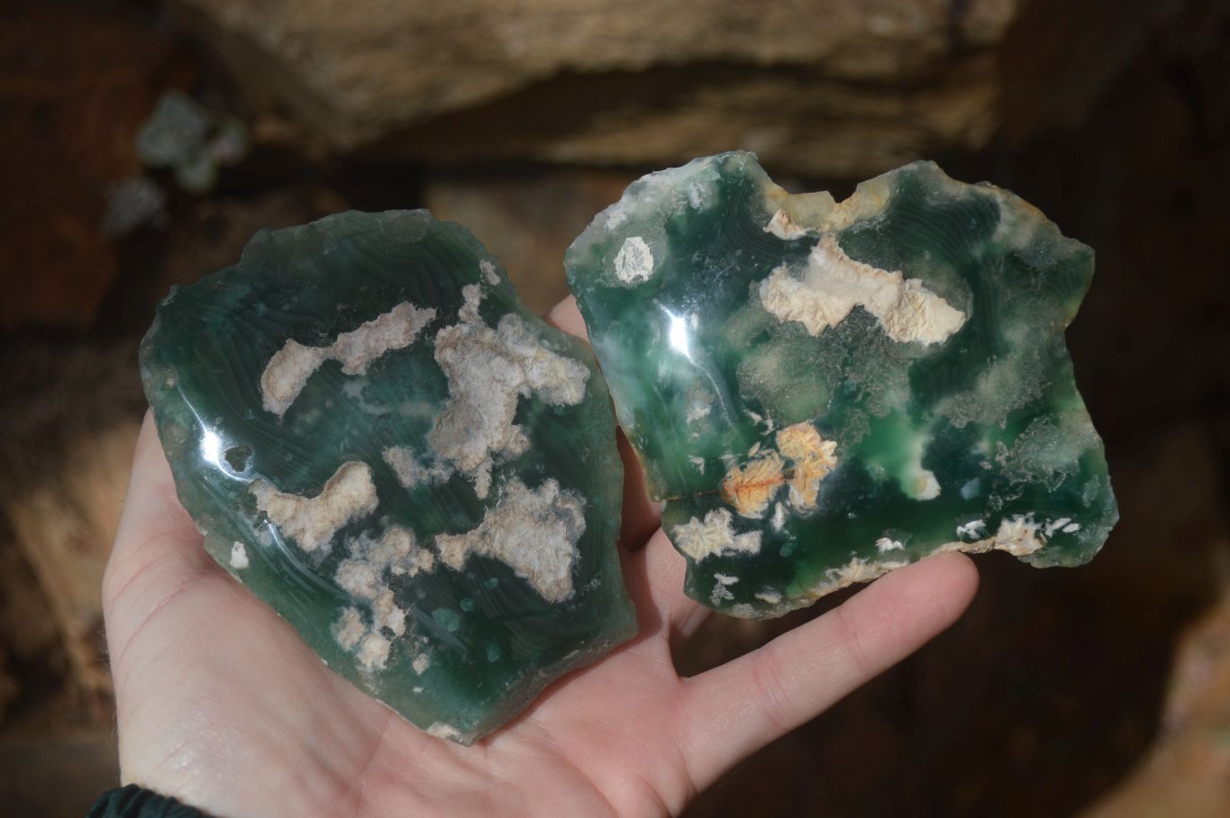 Polished One Side Polished Emerald Mtorolite Plates  x 6 From Zimbabwe - Toprock Gemstones and Minerals 