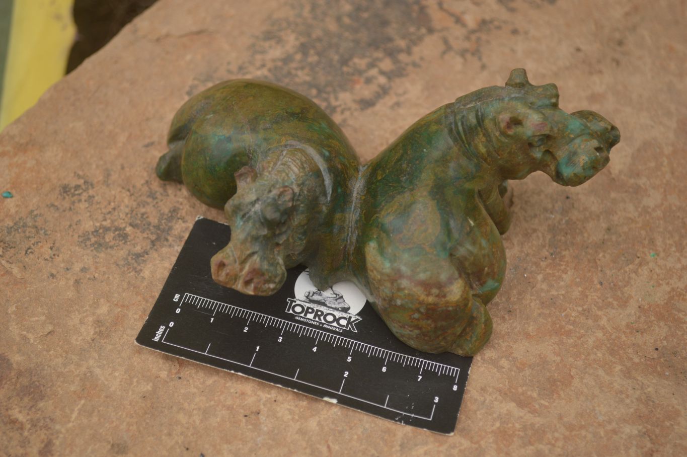 Polished Verdite Hippo Carvings  x 3 From Zimbabwe - TopRock