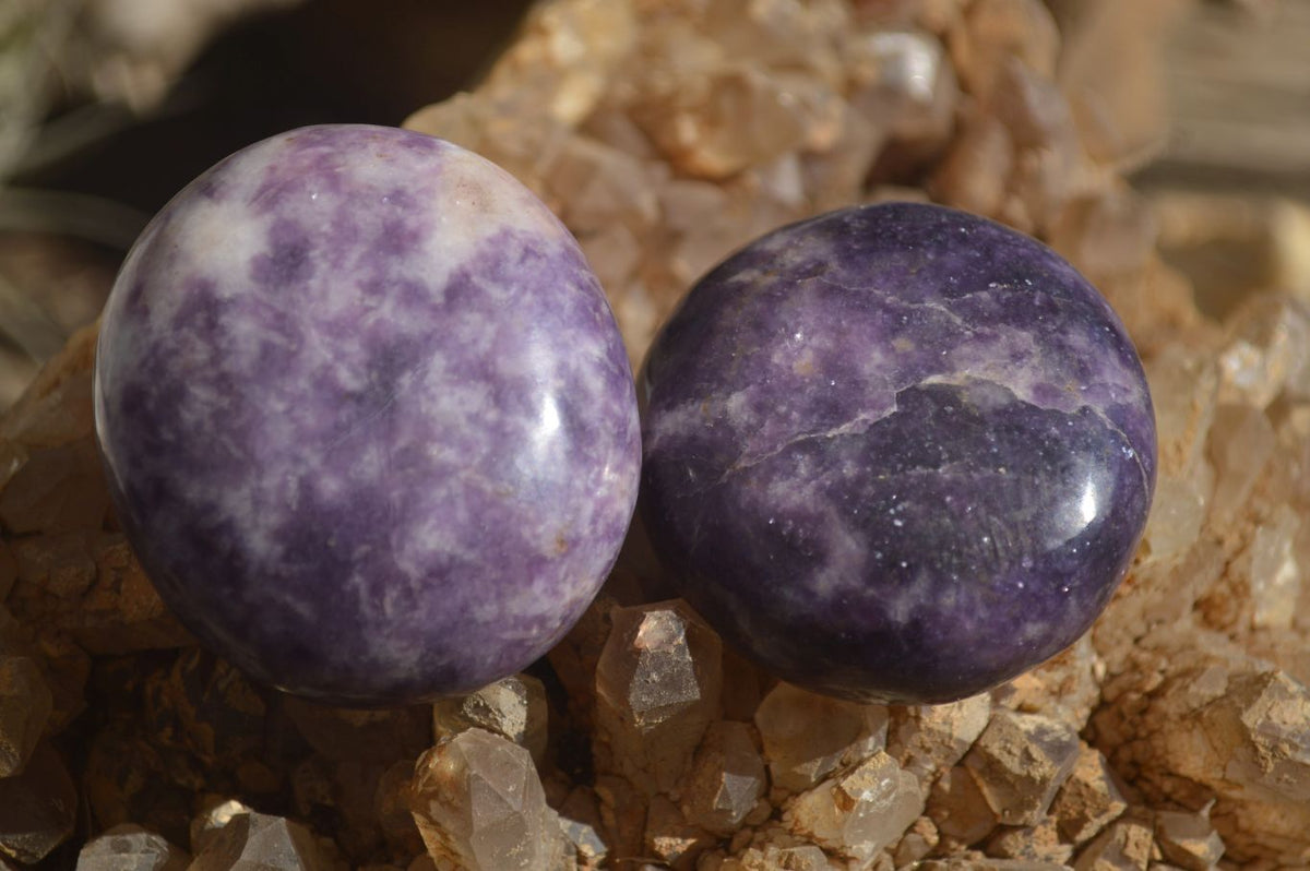 Polished Purple Lepidolite Palm Stones  x 12 From Zimbabwe - Toprock Gemstones and Minerals 