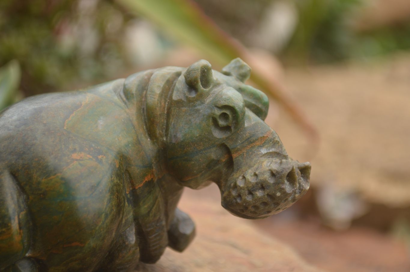 Polished Verdite Hippo Carvings  x 3 From Zimbabwe - TopRock
