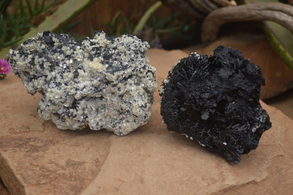 Natural Schorl Black Tourmaline Specimens x 2 From Erongo, Namibia