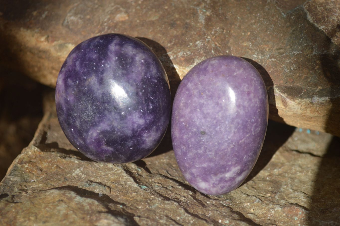 Polished Purple Lepidolite Palm Stones  x 12 From Zimbabwe - Toprock Gemstones and Minerals 