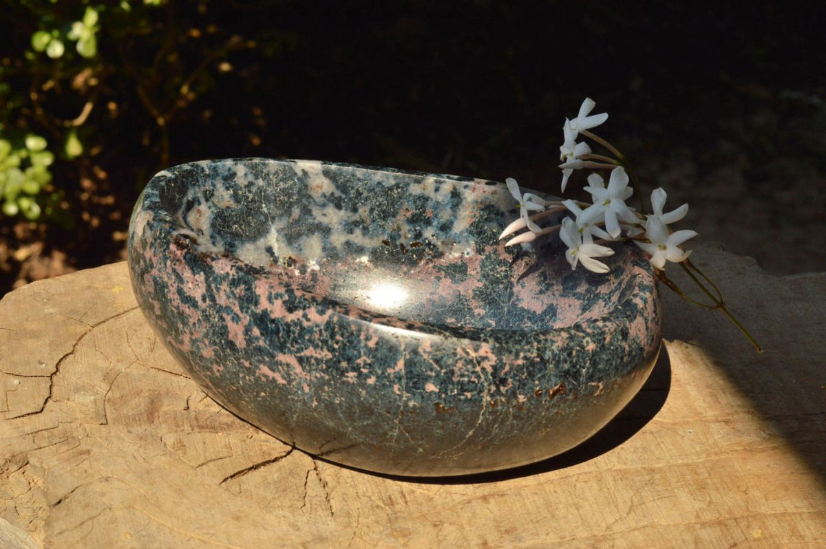 Polished Rare Blue Dumortierite Bowl With Golden Biotite Mica x 1 From Madagascar - TopRock