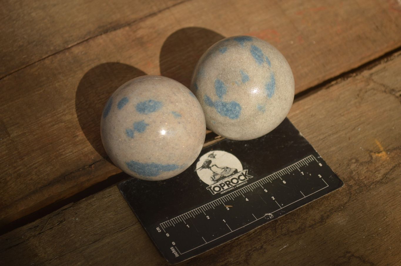 Polished Blue Spotted Spinel Quartz Spheres x 12 From Madagascar - Toprock Gemstones and Minerals 