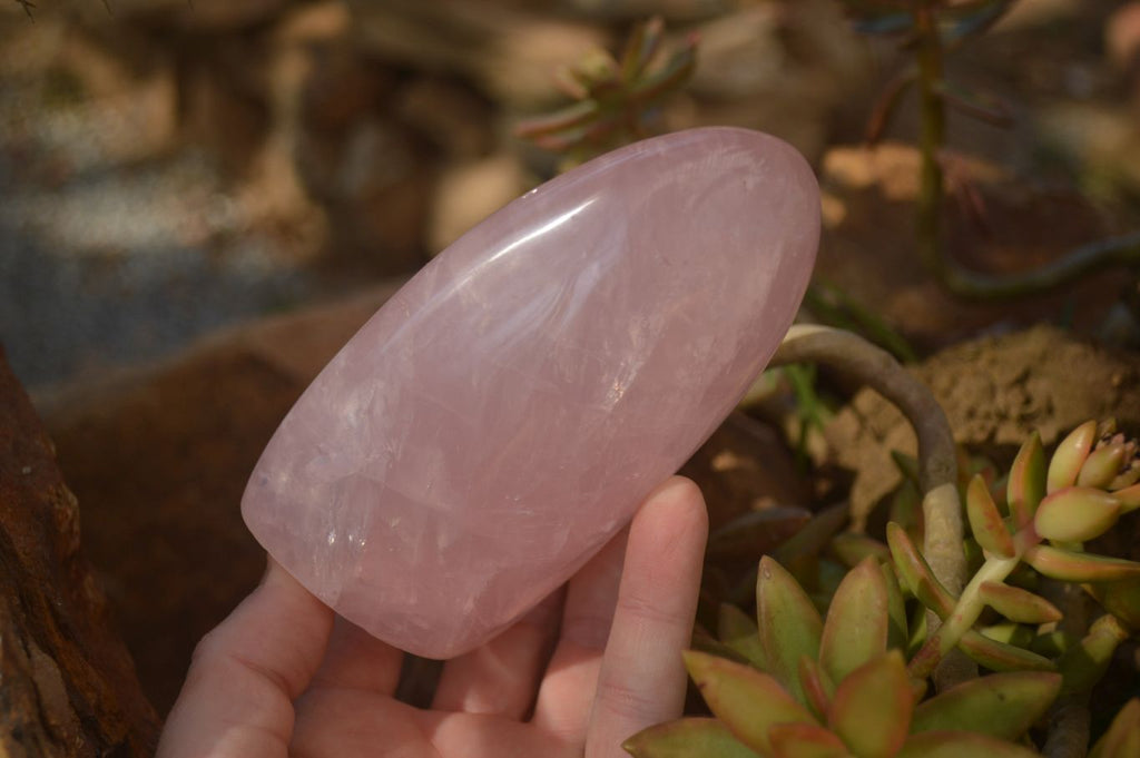 Polished Gemmy Pink Rose Quartz Standing Free Forms x 3 From Antsirabe, Madagascar - Toprock Gemstones and Minerals 