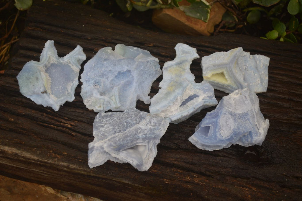 Natural Etched Blue Chalcedony Specimens  x 6 From Nsanje, Malawi - Toprock Gemstones and Minerals 
