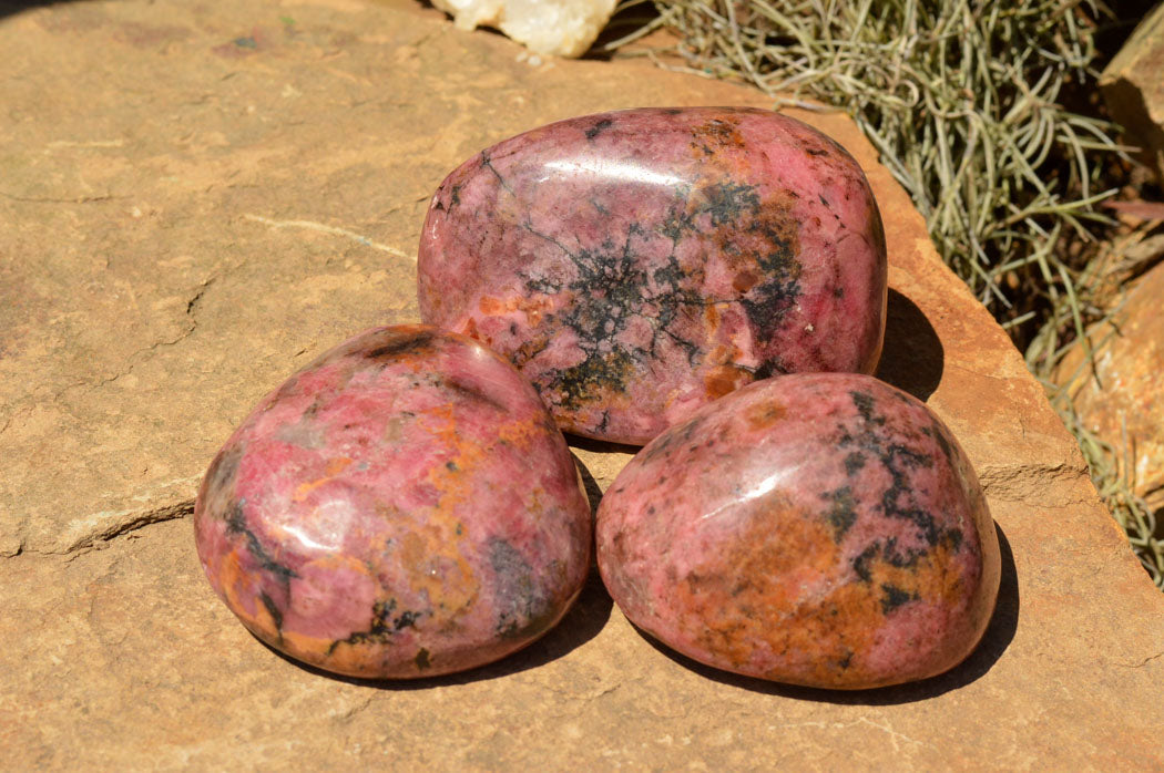 Polished Pink & Black Rhodonite Free Forms  x 6 From Rushinga, Zimbabwe - TopRock