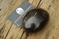 Polished Large Black Schorl Tourmaline Palm Stones x 3 From Madagascar - TopRock