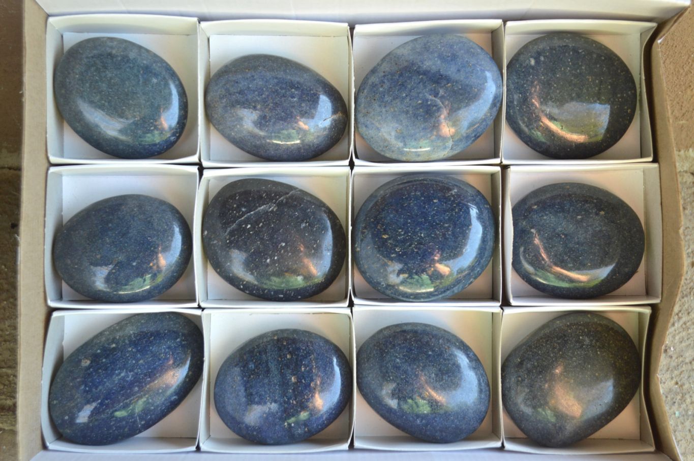 Polished Highly Selected Blue Lazulite Gallets x 12 From Madagascar - TopRock