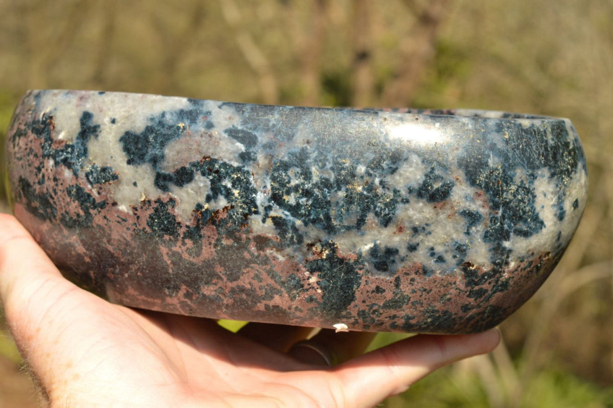 Polished Rare Blue Dumortierite Bowl With Golden Biotite Mica x 1 From Madagascar - TopRock