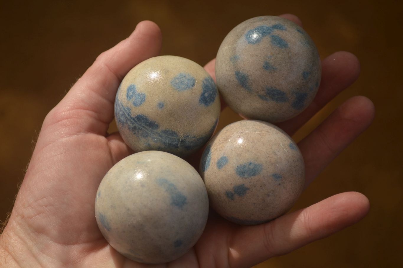 Polished Blue Spotted Spinel Quartz Spheres x 12 From Madagascar - Toprock Gemstones and Minerals 