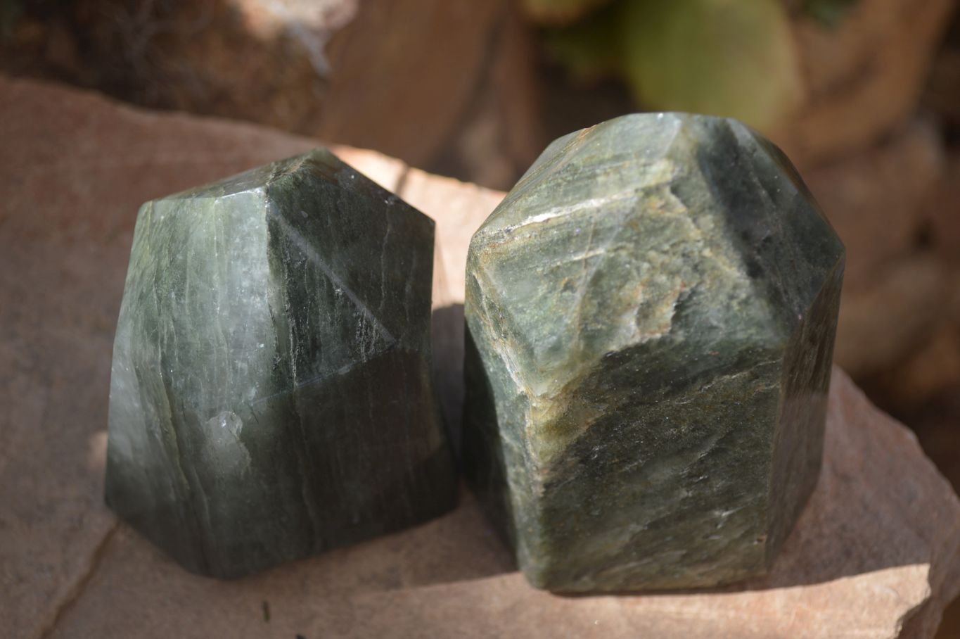 Polished Banded Green Fuchsite Quartz Points x 2 From Madagascar - Toprock Gemstones and Minerals 