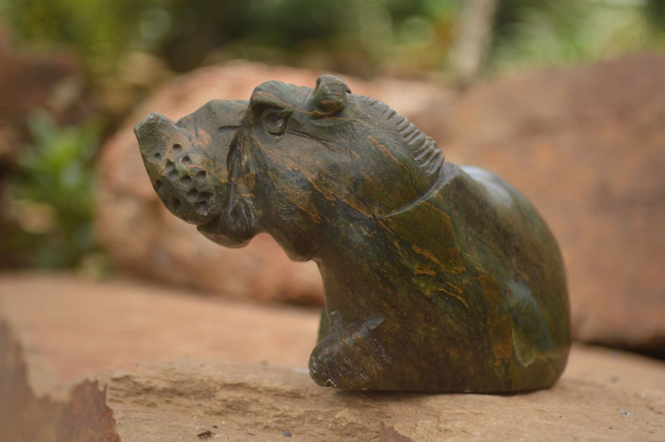 Polished Verdite Hippo Carvings  x 3 From Zimbabwe - TopRock
