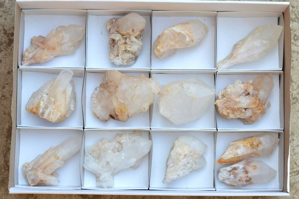 Natural Mixed Quartz Crystals & Clusters  x 13 From Madagascar - TopRock