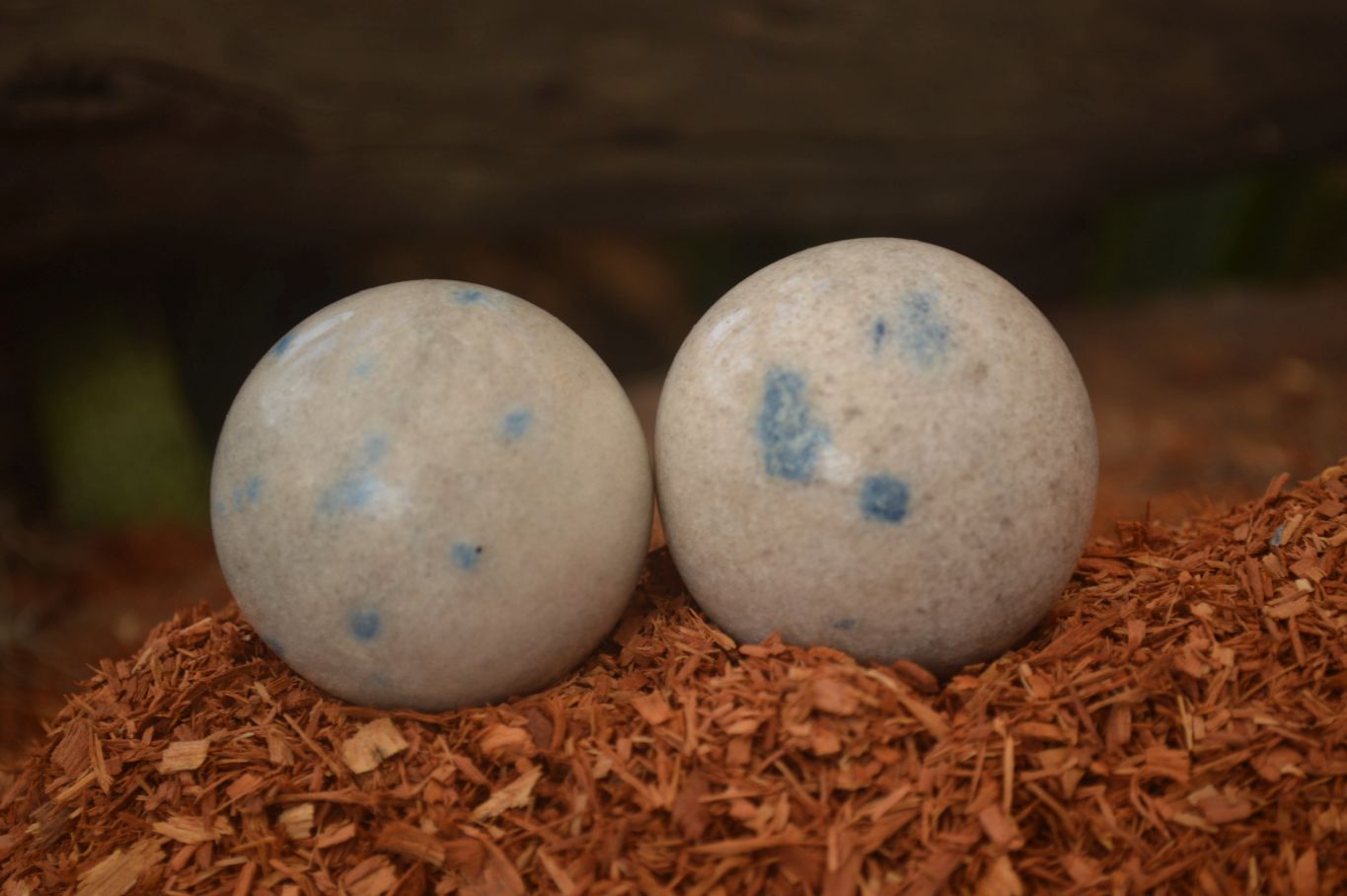 Polished Blue Spotted Spinel Quartz Spheres x 12 From Madagascar - Toprock Gemstones and Minerals 