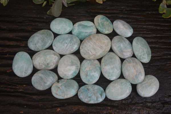 Polished Blue Amazonite Palm Stones  x 20 From Madagascar - Toprock Gemstones and Minerals 