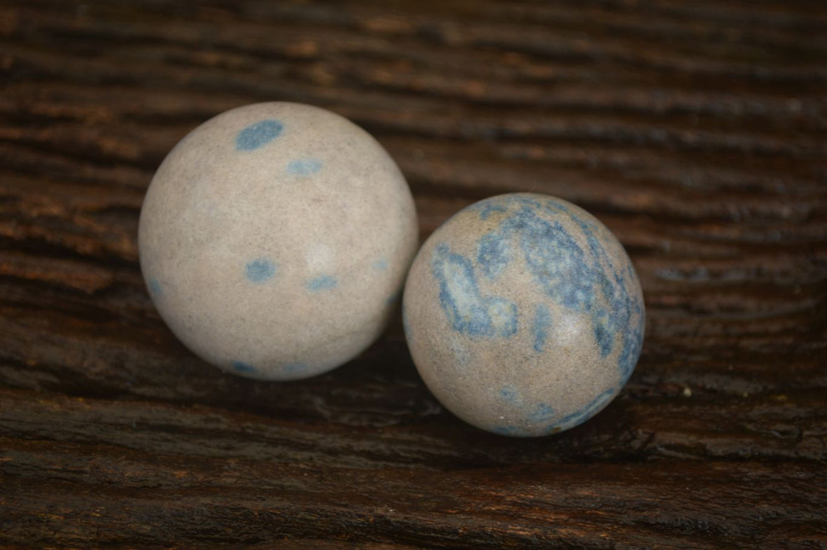 Polished Blue Spotted Spinel Quartz Spheres x 12 From Madagascar - Toprock Gemstones and Minerals 
