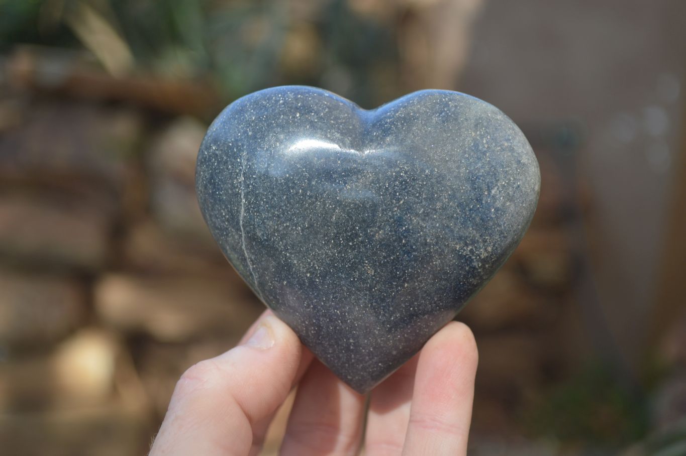 Polished Blue Lazulite Hearts  x 6 From Madagascar - Toprock Gemstones and Minerals 