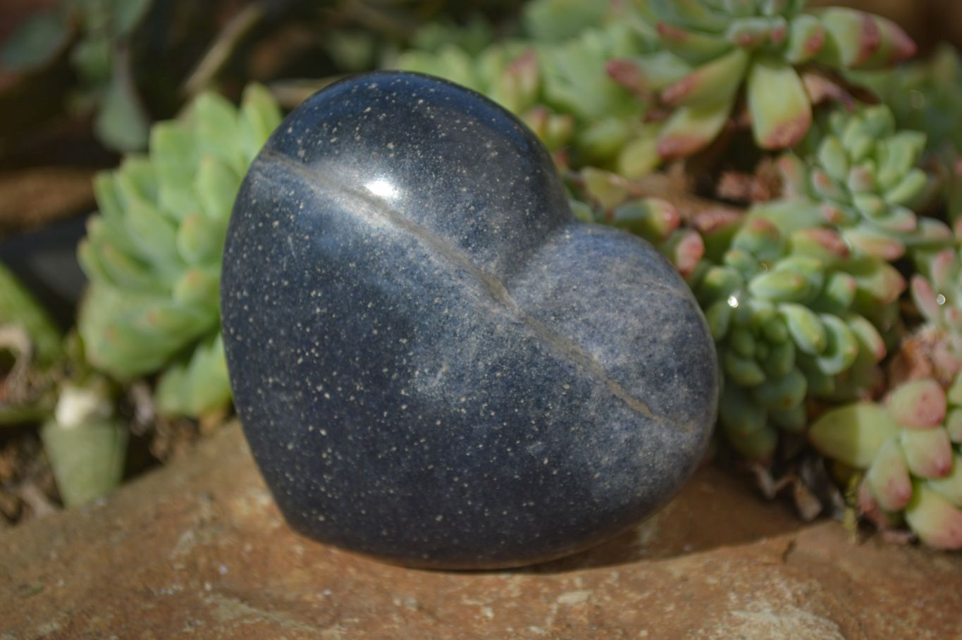 Polished Blue Lazulite Hearts  x 6 From Madagascar - Toprock Gemstones and Minerals 