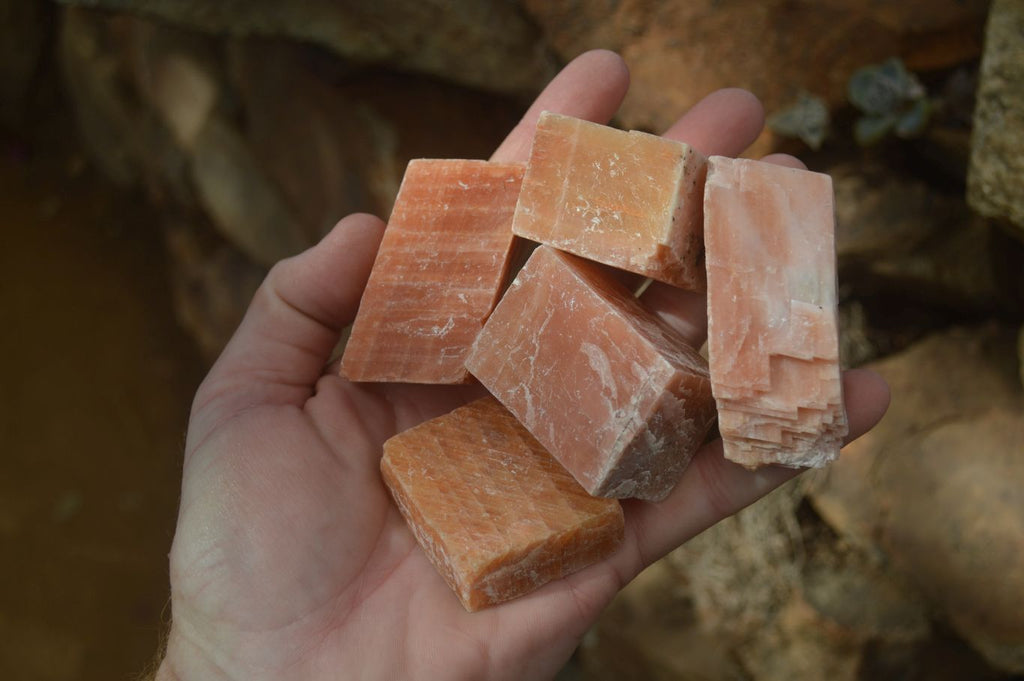 Natural New Sunset Orange Calcite Specimens  x 24 From Spitzkop, Namibia - Toprock Gemstones and Minerals 