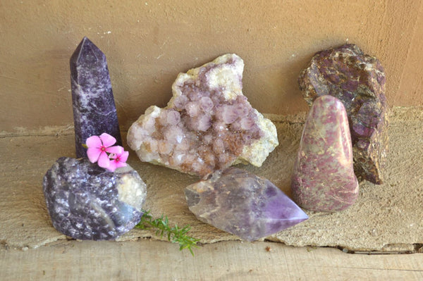 Polished Mixed Selection Of Purple Crystals / Specimens  x 6 From Southern Africa - TopRock